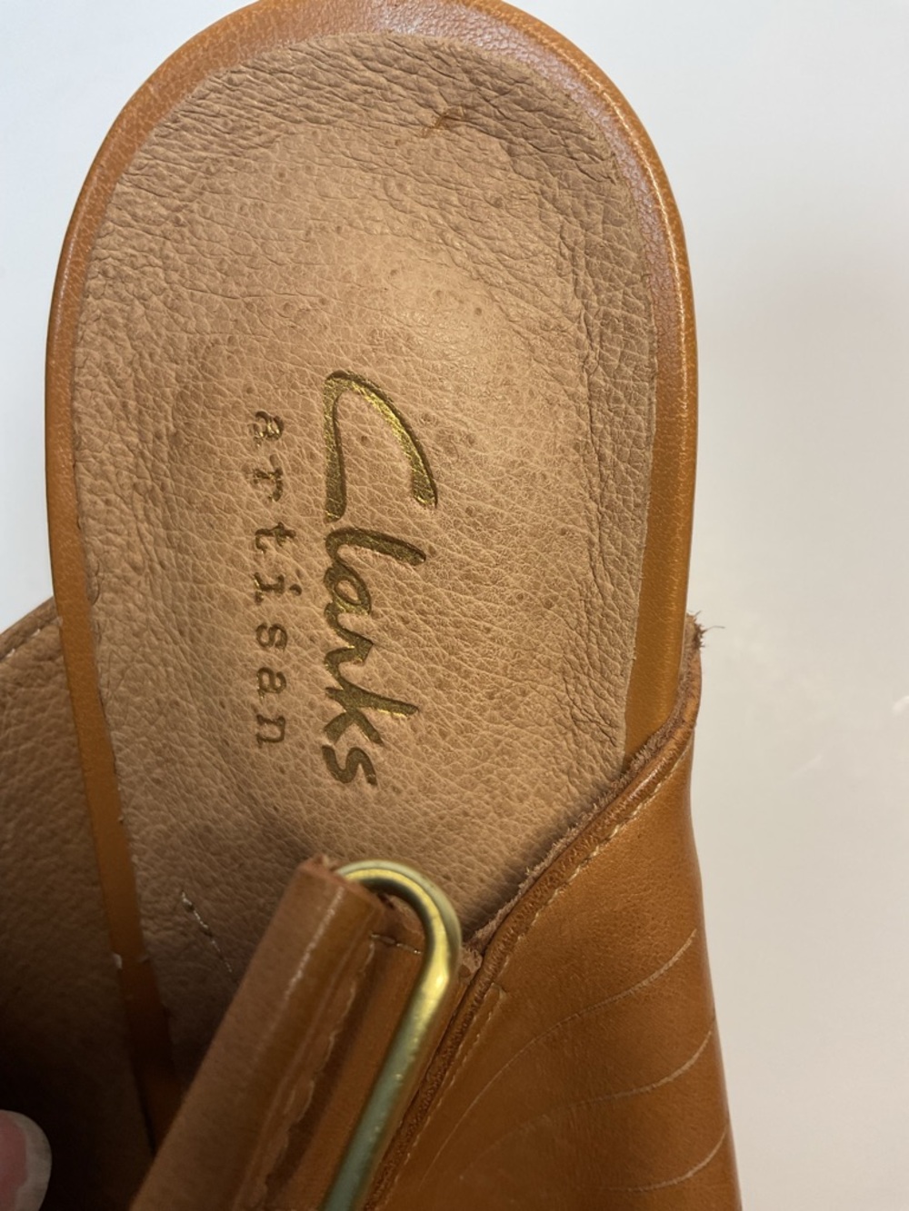 Clarks Leather Slingback Heels Tan Open Toe Comfort Sandals Women’s 9.5 - Picture 10 of 10